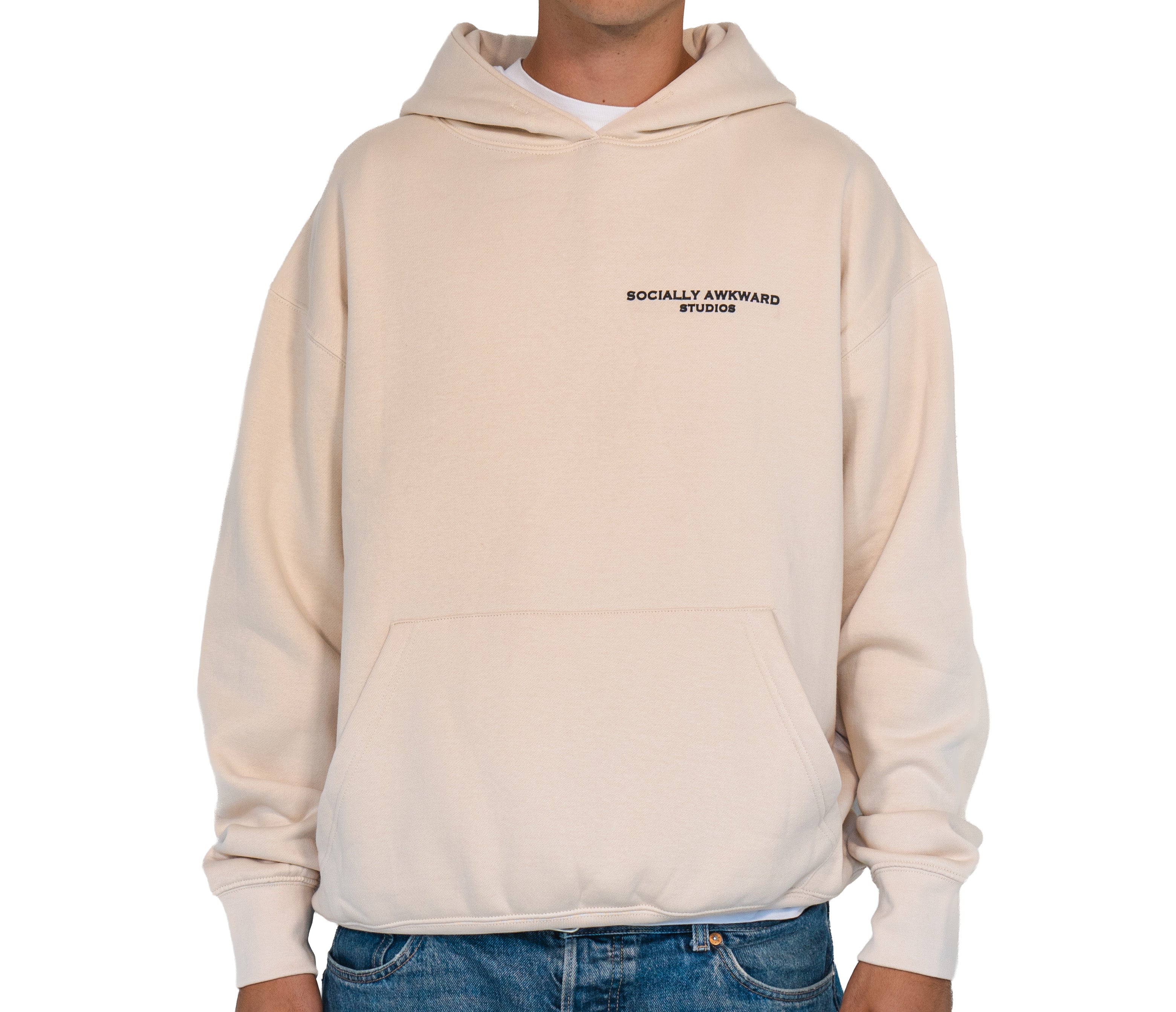 Socially Awkward Hoodie Creme met logo